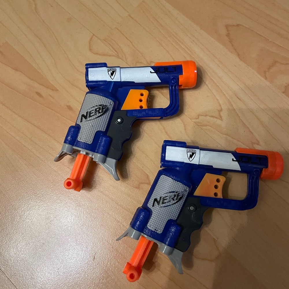 Nerf Dual Blasters in Blue and Orange